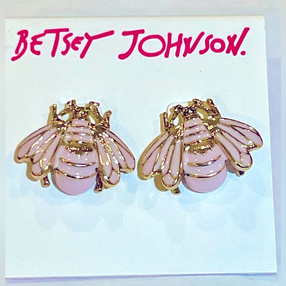 Betsey Johnson Jewelry - Betsey Johnson Purple & Gold Tone Bumble Bee Pierced Rhinestone Earrings